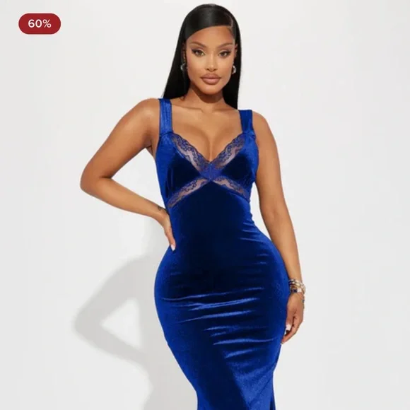 ~Fashion Nova Royal Blue Backless Dress~ - Picture 1 of 12